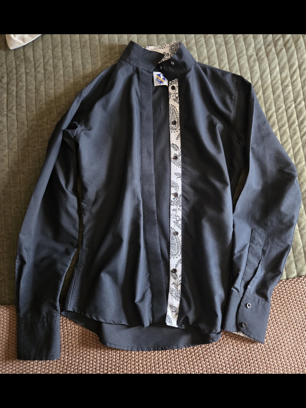 Black Show Shirt with Paisley Trim